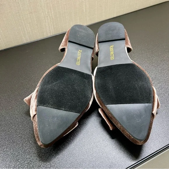 Restricted Velvet Bow Flats with Pointed Toe - Picture 4 of 9